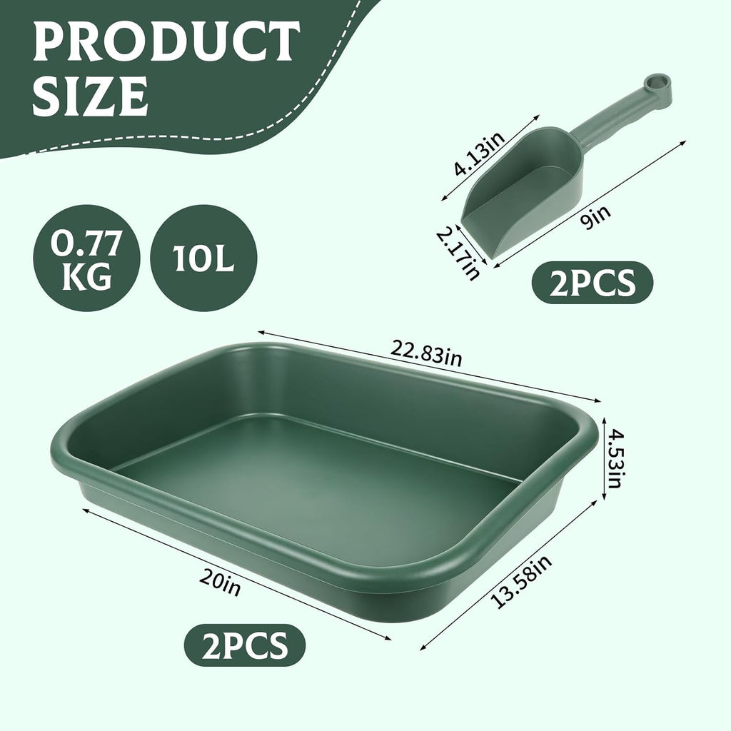 Rainmae 2 Set Garden Tidy Trays with Shovels, Large Potting Tray for Seeding, Mixing Soil and Repotting, One-Piece