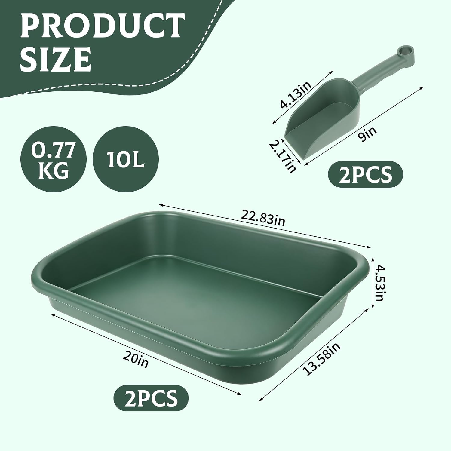 Rainmae 2 Set Garden Tidy Trays with Shovels, Large Potting Tray for Seeding, Mixing Soil and Repotting, One-Piece