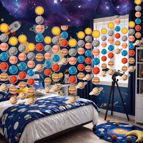 Leinuosen Solar System Ceiling Decorations Space Hanging Garlands, Space