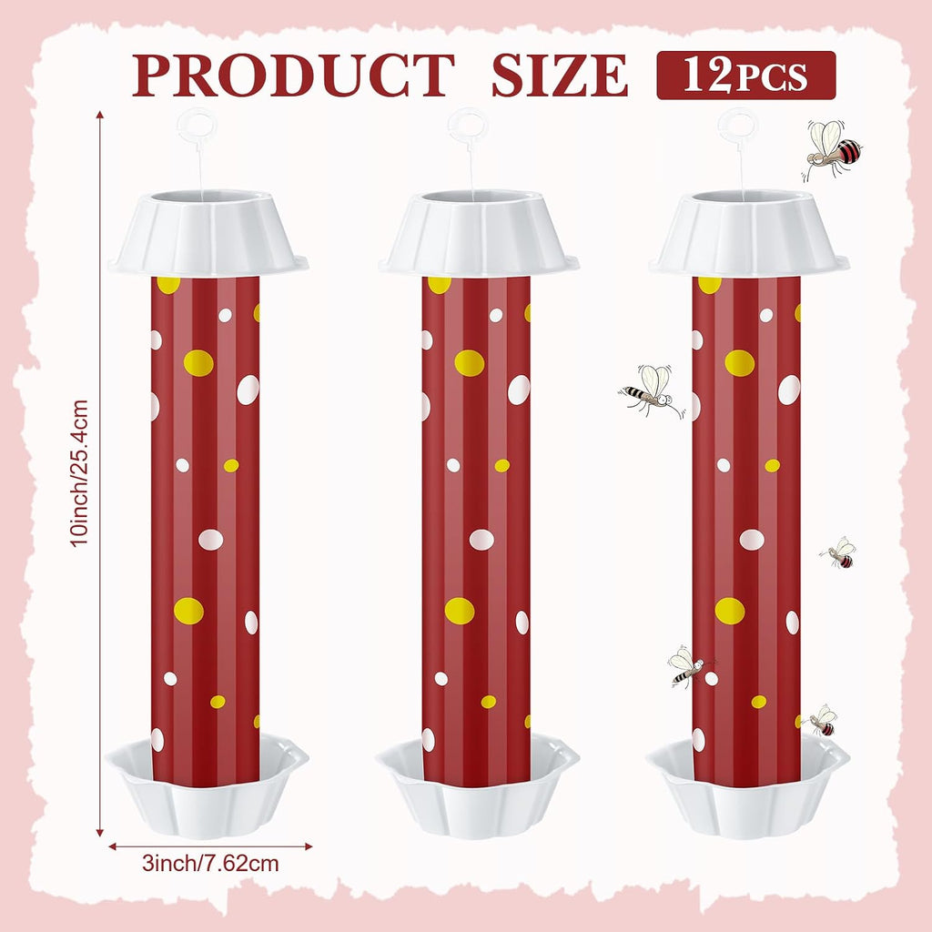 12 Pcs Sticky Fly Trap Fly Stick Indoor Outdoor Long Lasting Adhesive Fly Catcher with Hanging Hook for Wasps Gnats