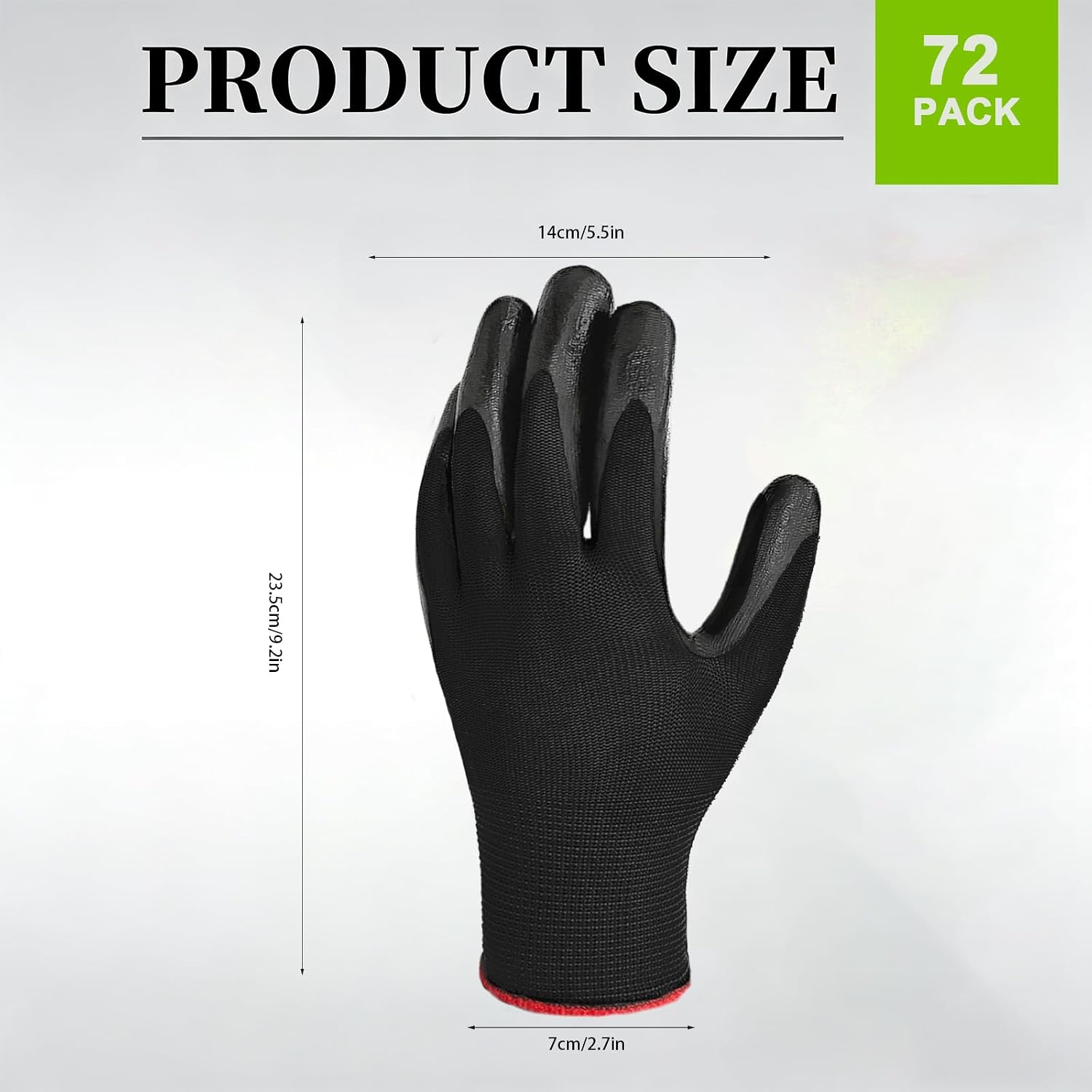 72 Pairs Gardening Gloves for Men Women Rubber Coated Breathable Garden Gloves Black