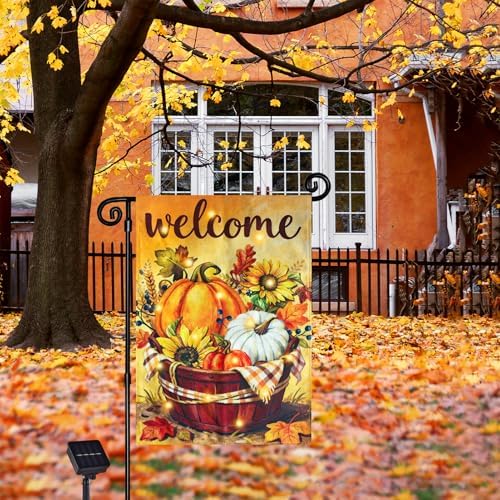 Thanksgiving Garden Flag, Maple Pumpkin, 12x18 In