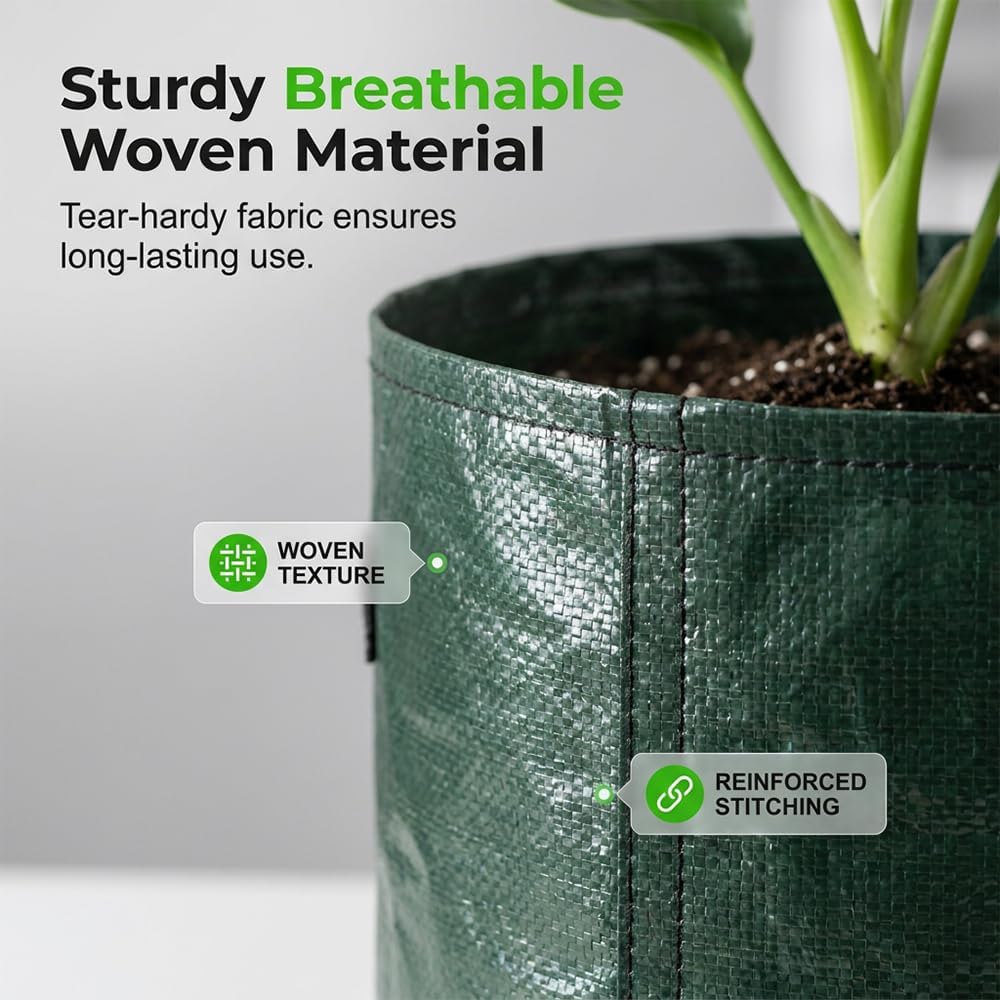 Potato Grow Bag Heavy Duty Thickened Non-Woven Fabric Grow Bags with Harvest Flap – Green Plant Pots for Vegetables