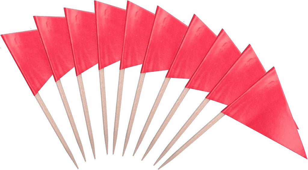 stidsds Solid Pink Cupcake Toppers Flags Mini Small Plain Pink Triangle Toothpick Stick Flag Blank DIY Color Decoration(100 pcs)