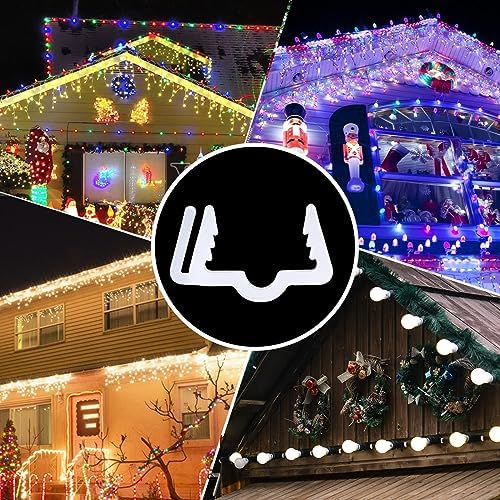 100 Pcs Christmas Light Clips Outdoor 3/4'' - 7/8" for Roof Gutters