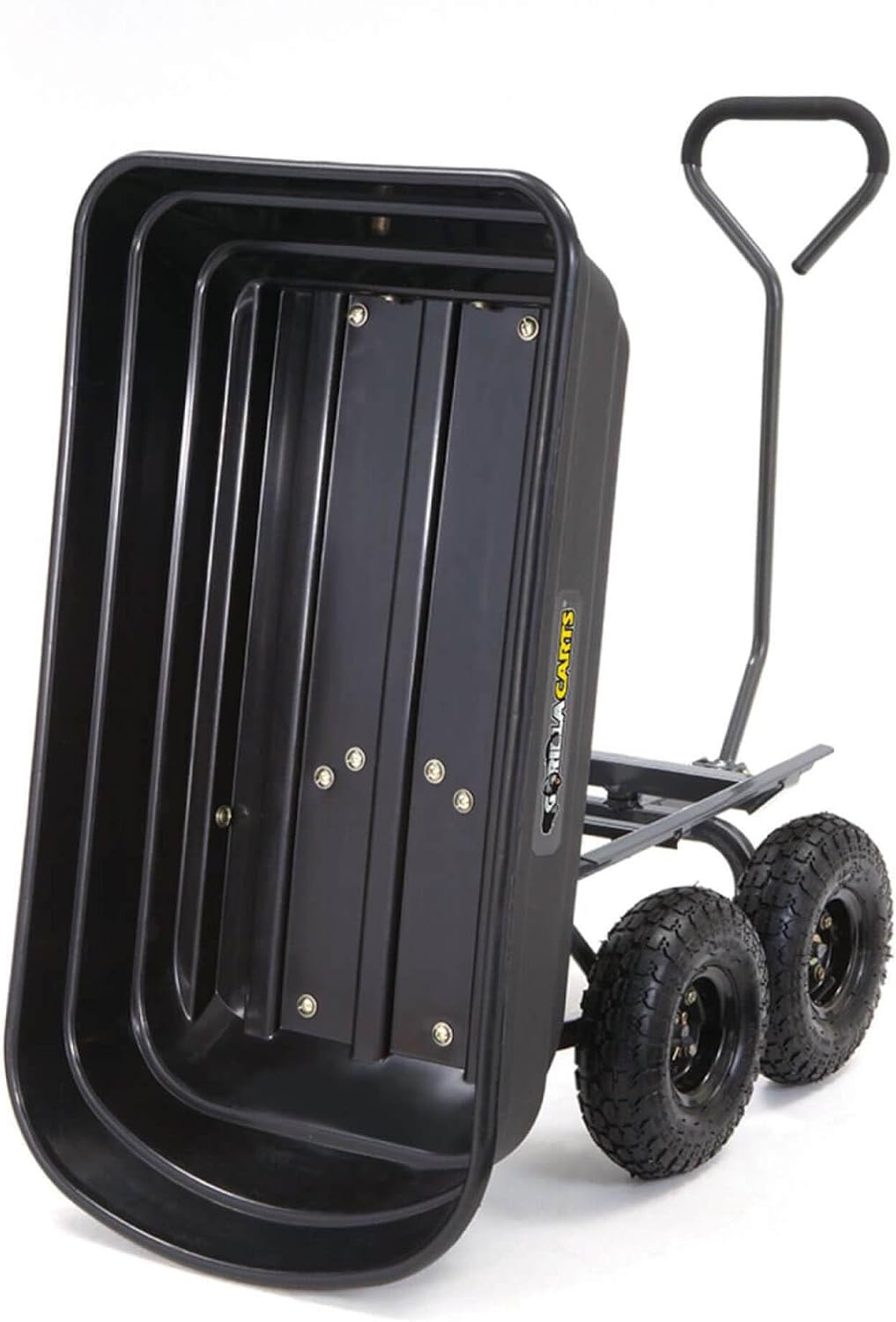 Gorilla Carts Heavy-Duty Poly Garden Dump Cart, 4 Cu Ft, 600 lb Capacity | Pneumatic Tires, Patented quick-release