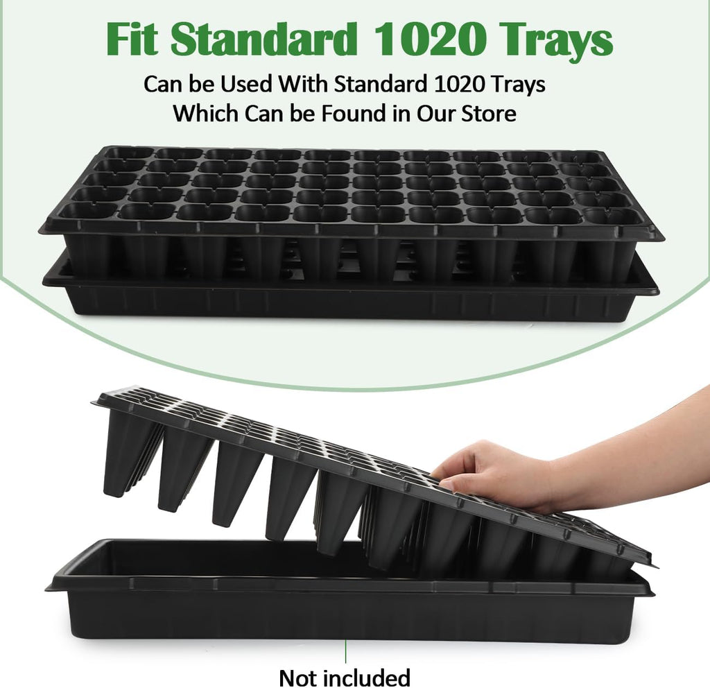 RooTrimmer 50-Pack Extra-Deep 50 Cell Seed Starter Trays, 3.55" Cone-Shaped Plug Trays for 1020 Flats, Heavy-Duty