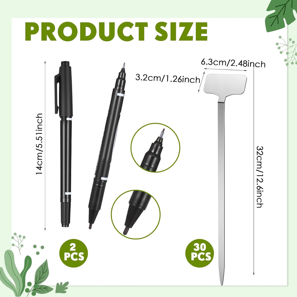 30 Pcs Stainless Steel Plant Labels, Metal Waterproof Plant Markers, Height 12.6 in, Label Area 2.5 x 1.26 in T-Type
