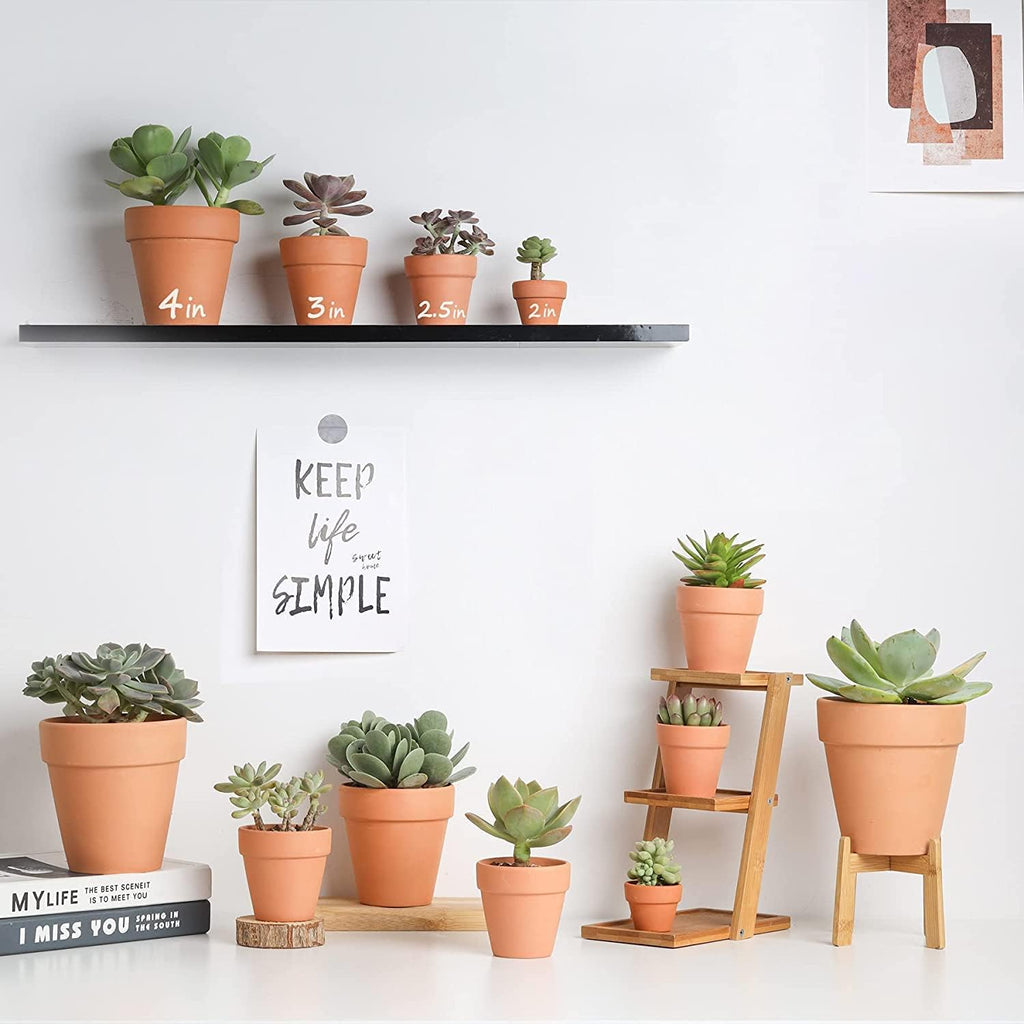 HERDUK Terracotta Starter Pots with Saucers – 4 Inch Clay Planting System for Healthy Roots, Reliable Drainage & Indoor
