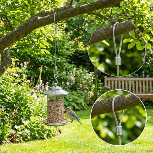 4 Pcs Bird Feeder Hanger Set, PVC Coated Bird Feeder Chain and Hook