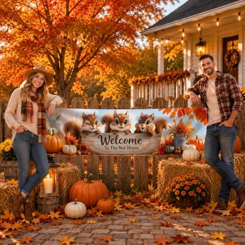 Nuxovilar Happy Fall Banner,78.7"x17.7" Polyester