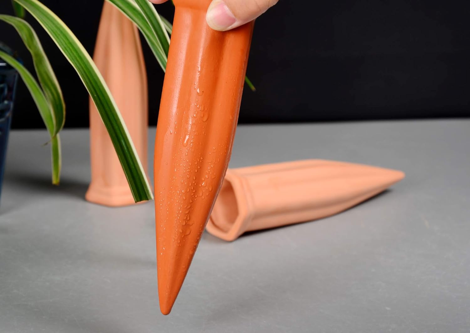 B SEPOR 6 Terracotta Watering Spikes with 6 PET Empty Bottles 33.8 Fl Oz 1000ml for Plant Self Irrigation Up to 10+ Days