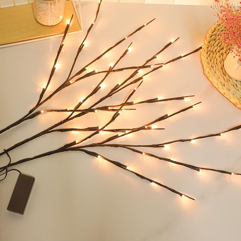 DK177 10Pack Led Branch Light Battery Operated Lighted Branch Vase Filler Willow Tree Artificial Little Twig Power Brown 30 Inch 20 LED for Home Romantic Decoration, 10Pack Warm White