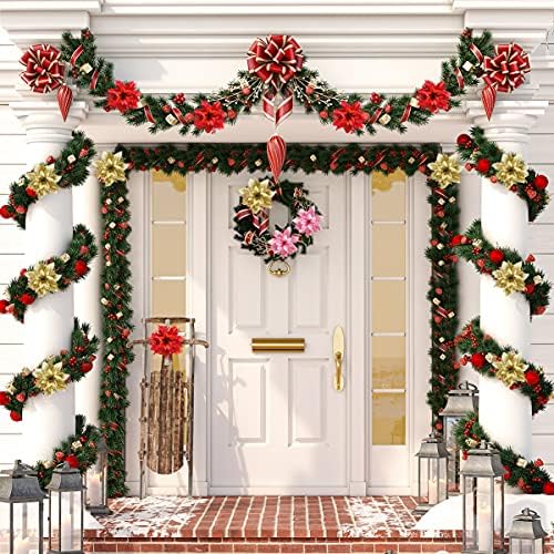 FurRain Christmas Poinsettia Artificial Flowers Decorations 5.5" Christmas Tree Wreaths Garland Decoration 12 Pcs Glitter Flowers Picks Decor for Xmas New Year Wedding Party Ornaments (Black)