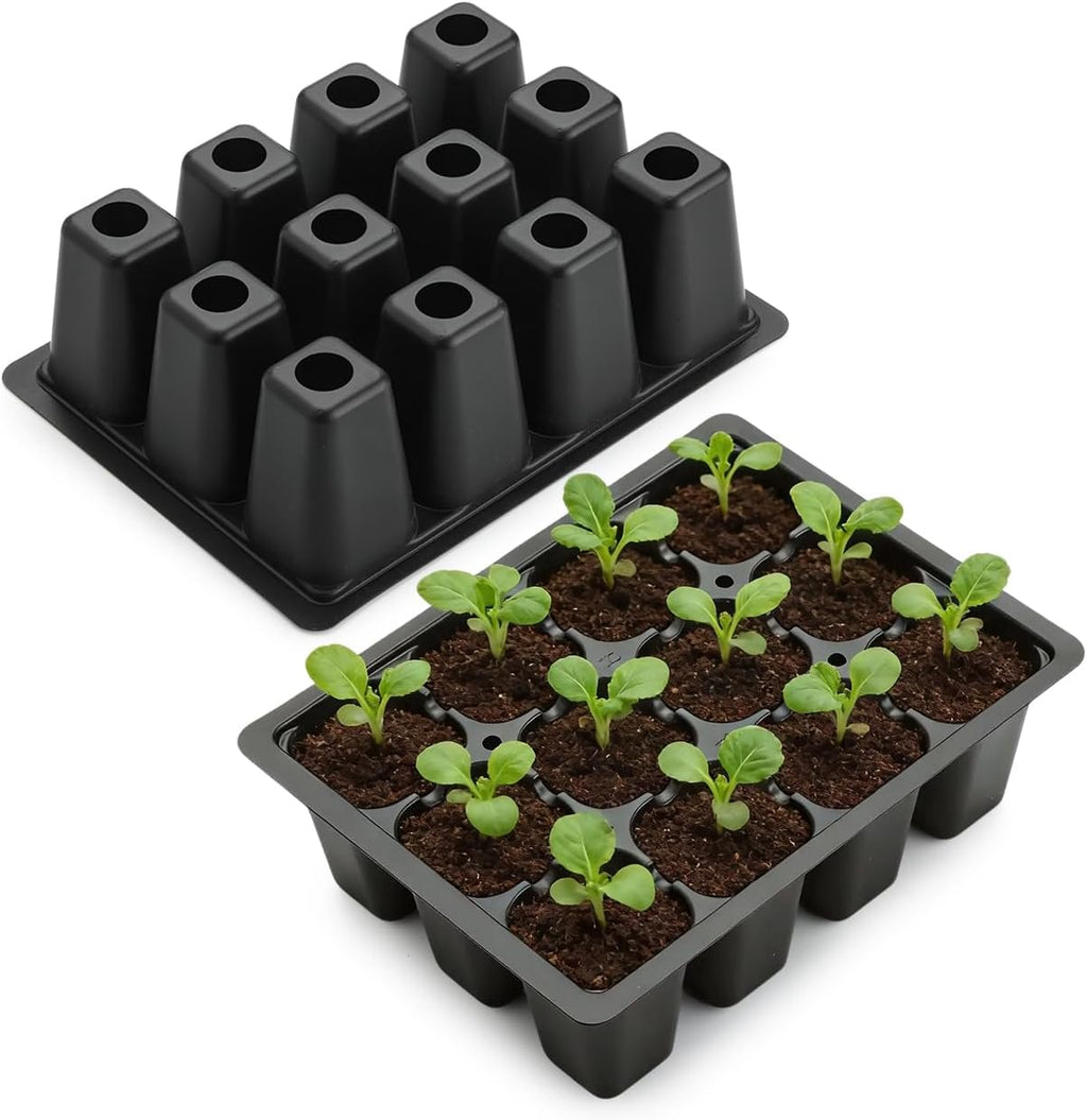 RooTrimmer 60 Pack Reusable 12-Cell Seed Starter Tray, Plant Starter Trays with Large Drainage Holes for Seed
