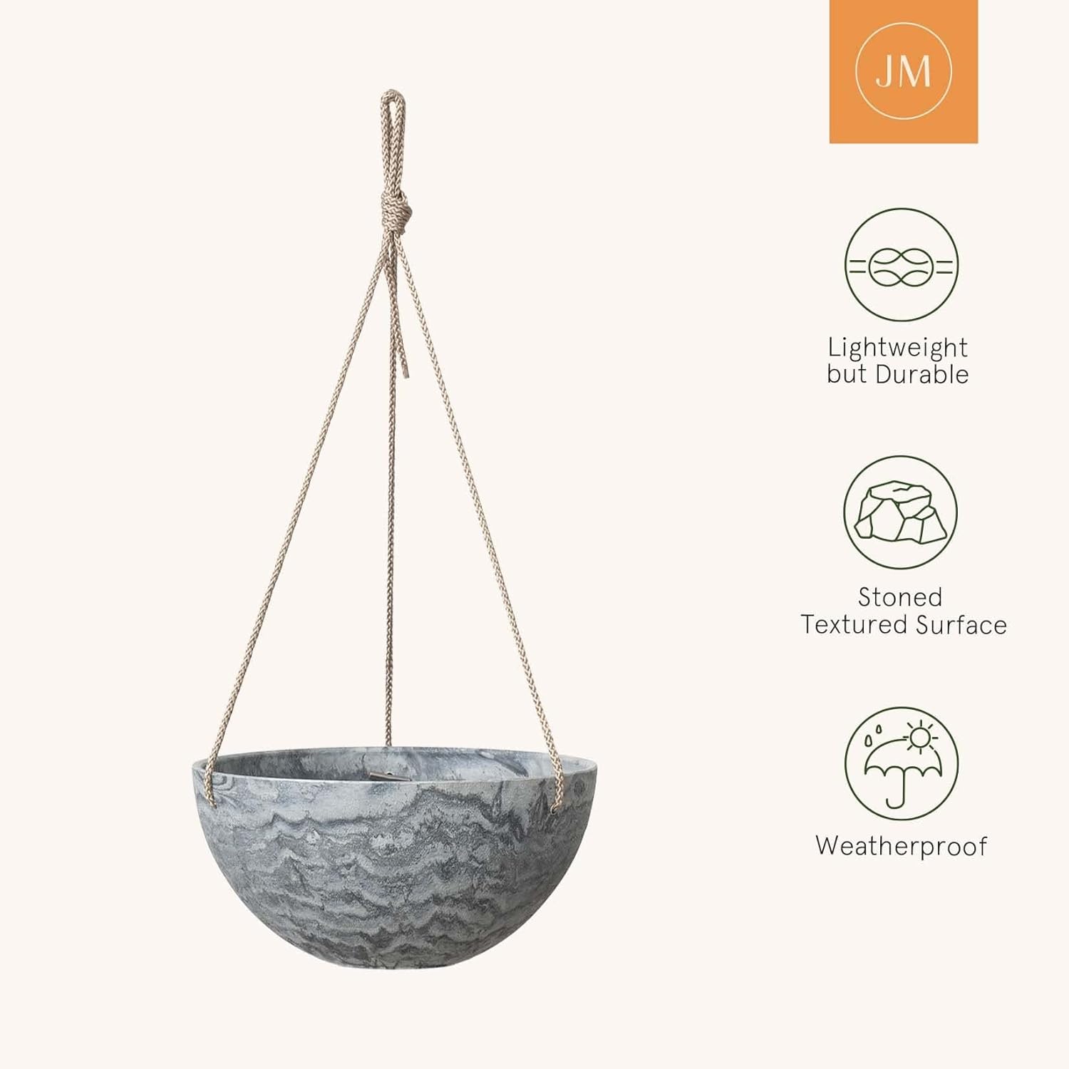 LA JOLIE MUSE Hanging Planter Baskets for Indoor Plant, Set of 2, 9.84 Inch | Decorative Hanging Baskets with Drainage