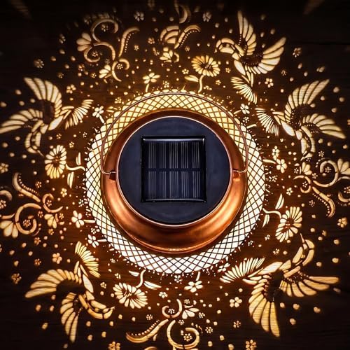 Solar Lanterns Outdoor Garden Decor- Solar Lights Waterproof Hummingbird Decorative Hanging Metal Lights Gardening Gift for Outside Yard, Patio, Backyard, Farm, Gifts for Women Mom