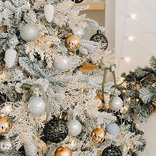 Cindeer 100 Pcs Christmas Tree Picks Sprays Glitter 10.2 in,Champagne Gold
