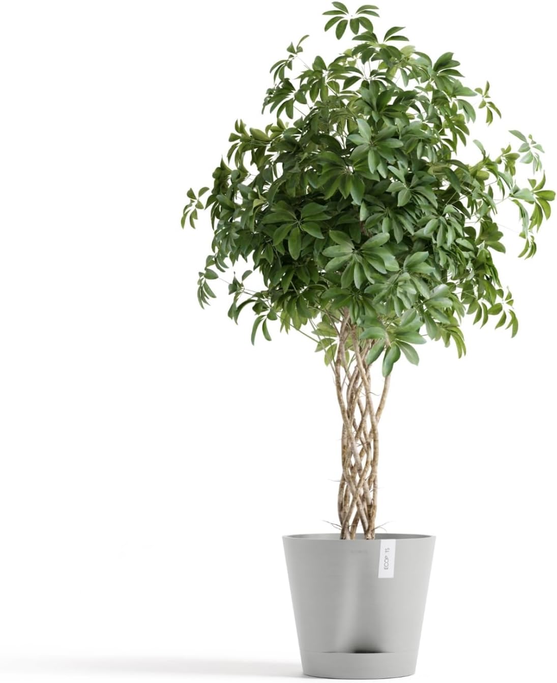 Ecopots Venice 2 Round Flower Planter with Water Reservoir, White Grey, 12" | Self-Watering, Modern Style, Durable
