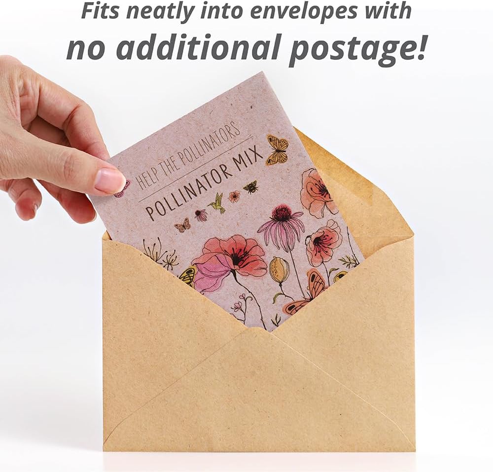 Bentley Pollinator Mix - Pre-Filled, Non-GMO, Non-Coated Butterfly Packets - 25 Annual Wildflower Seeds - Perfect