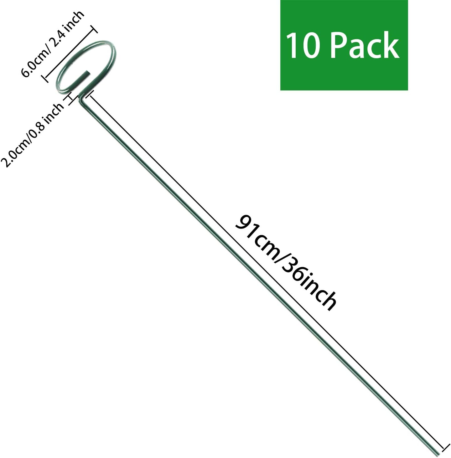 HiGift 10 Pack 36 Inch Plant Support Stake for Tall Plant, Garden Single Stem Flower Support Stake Indoor Plant Cage