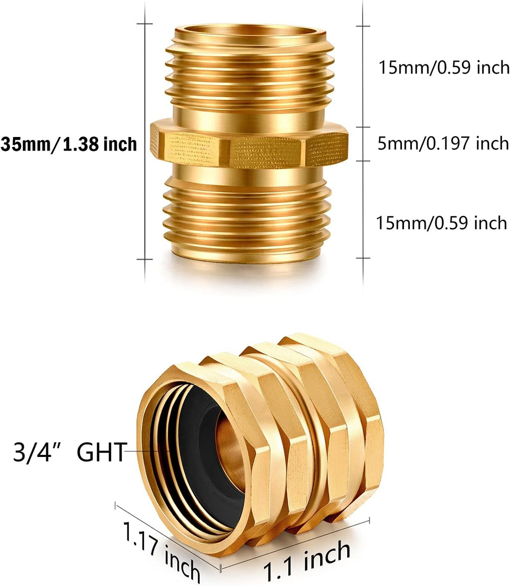 Solid brass Garden Hose Fittings Connectors Adapter Heavy Duty Brass Repair Male, Female faucet leader coupler dual