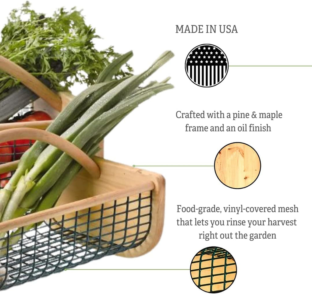 Gardener's Supply Company Garden Harvest Basket | Versatile Gardening & Vegetables Gathering Hod | Natural Smooth Pine