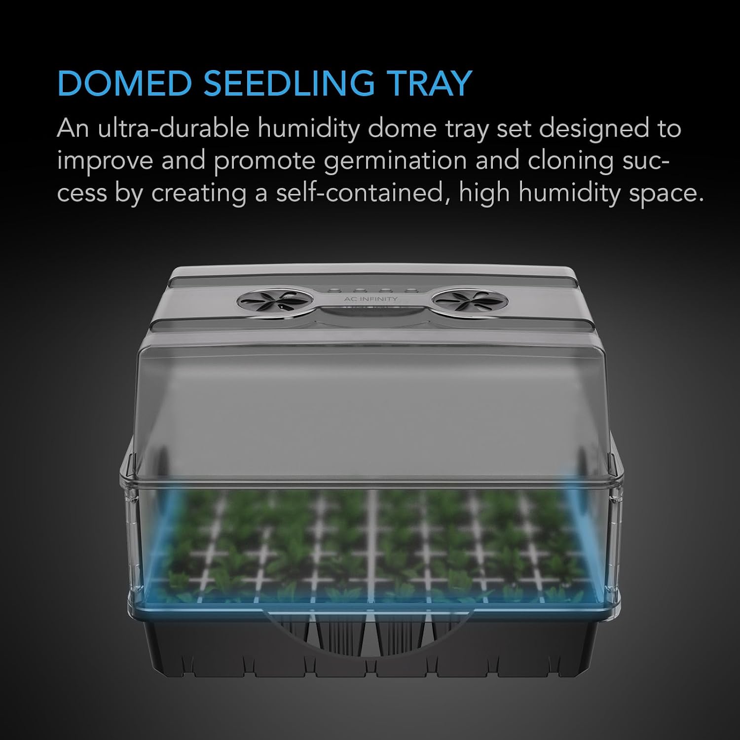 AC Infinity Humidity Dome, Heavy-Duty Germination Kit with 3 mm Thick Dome, Sturdy Drip Tray, 5x8 Cell Seedling Tray