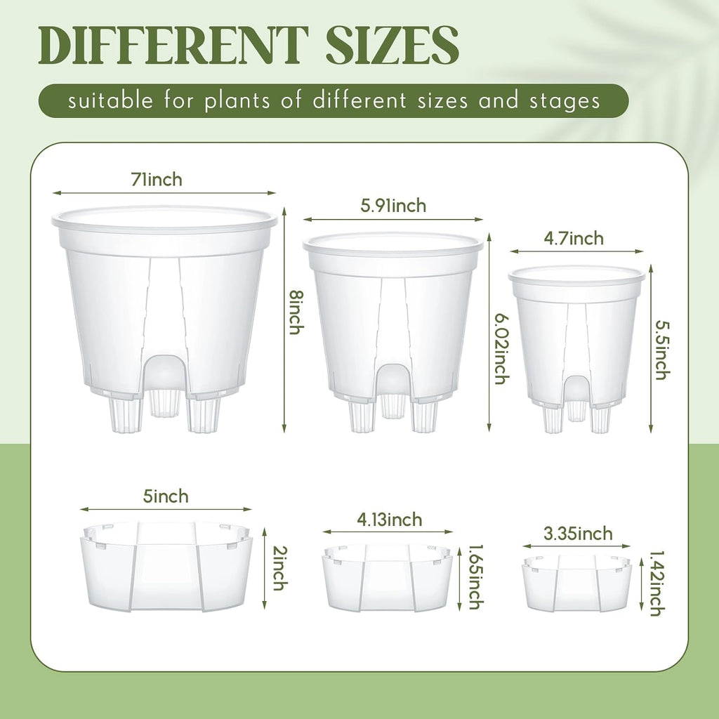 Self Watering Planters, Deep Reservoir Pots for Indoor Plants | Clear plastic planters in 3 sizes store water for 7-10