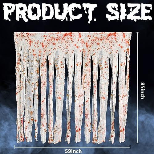 RunNico 85" x 60" 2pcs Halloween Door Curtain Decoration with Bloody Hand Prints - Bloody Doorway Curtain Halloween Creepy Cloth for Haunted House, Horror Theme Party