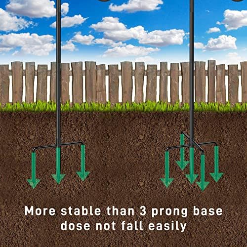 5-Prong Shepherd Hooks for Outdoor 2 Pack Heavy Duty Iron Garden Hooks for Hanging Plants, Bird Feeders, Lanterns, Solar Lights, and Wedding Decor – Rust-Resistant, Adjustable, Easy to Install 48 Inch