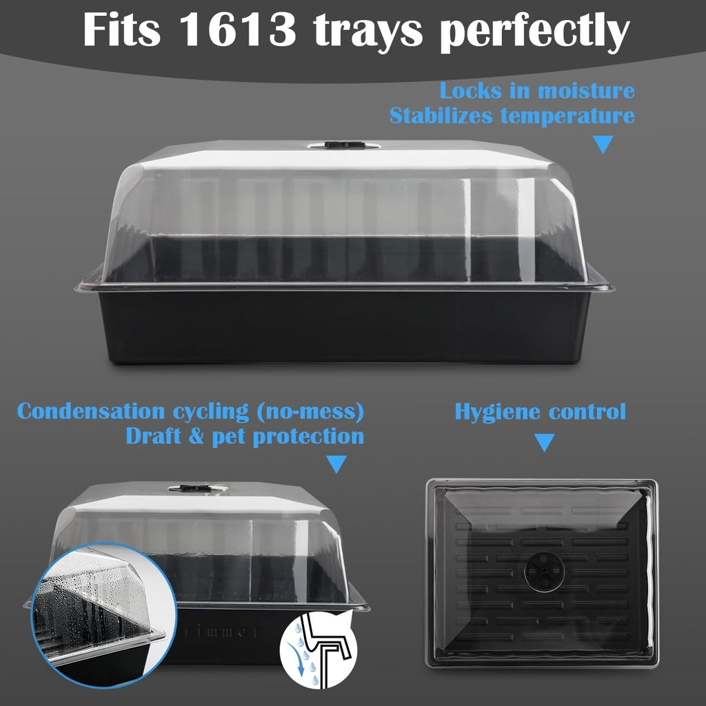 RooTrimmer 10-Pack Leak-Proof Humidity Domes, Plastic Clear Seed Starter Dome, Seed Starter Tray Covers Humidifying and