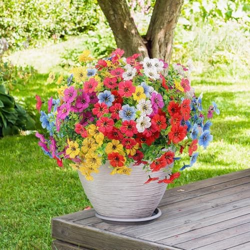 ATTGREAT Artificial Flowers for Outdoors UV Resistant Decor, 36 Bundles