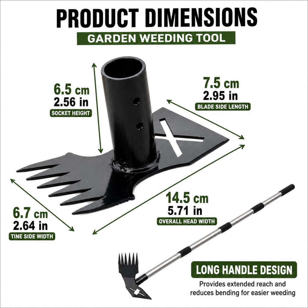 Weed Puller Tool with Long Handle, 60'' Adjustable Long Manual Weeder Remover Tool，2 in 1 Weed Rake and Gardening