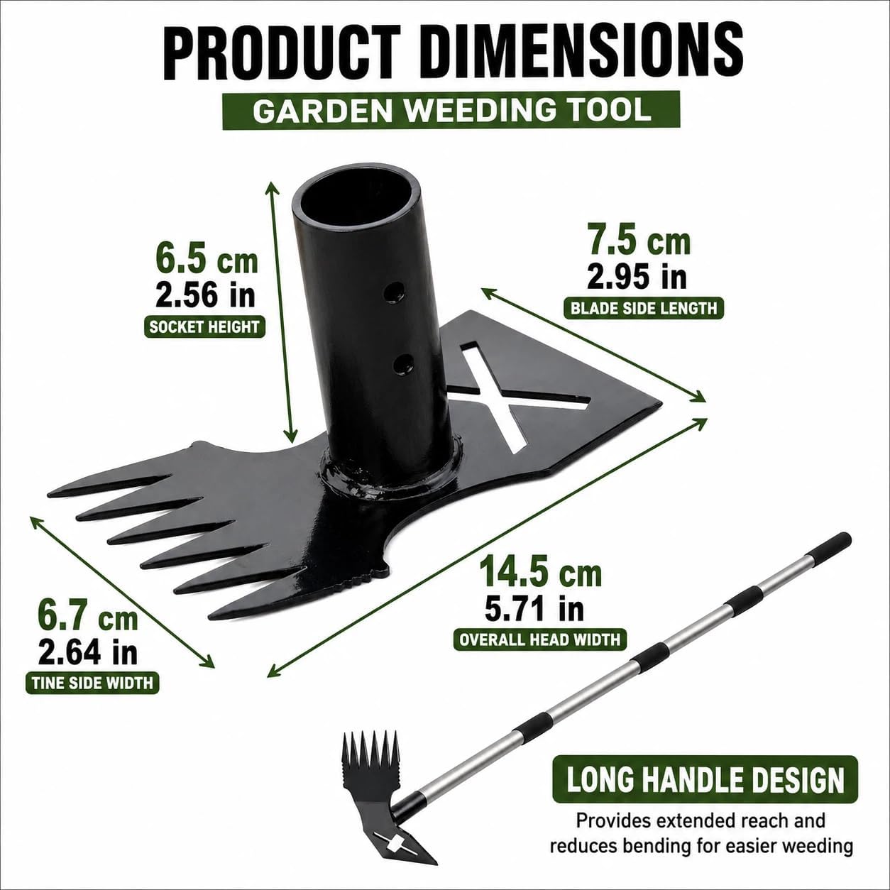 Weed Puller Tool with Long Handle, 60'' Adjustable Long Manual Weeder Remover Tool，2 in 1 Weed Rake and Gardening