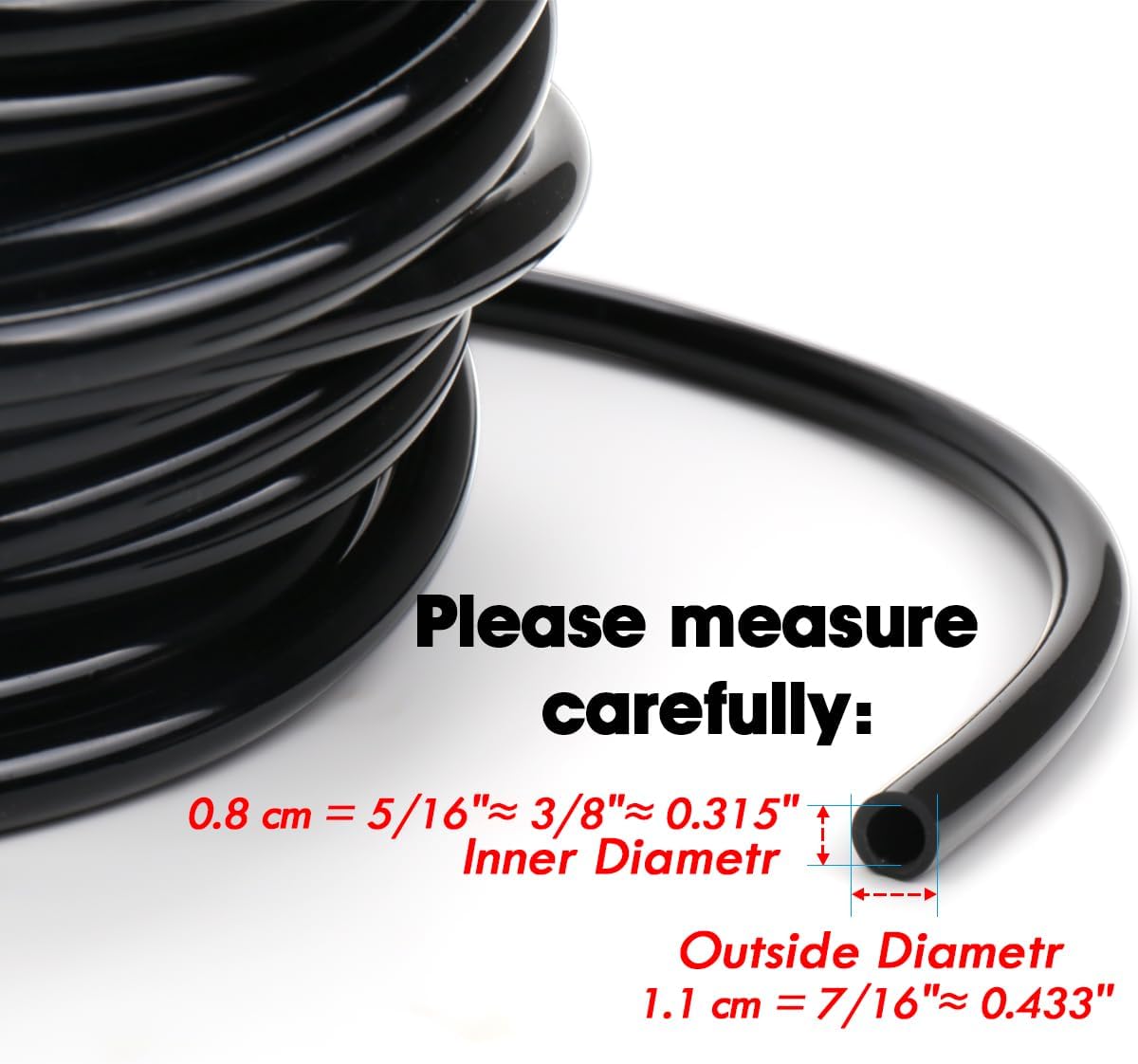 3/8" Irrigation Tubing 50ft, Heavy Duty Blank Distribution Tubing, 0.32”ID x 0.43" OD Watering Drip Automatic