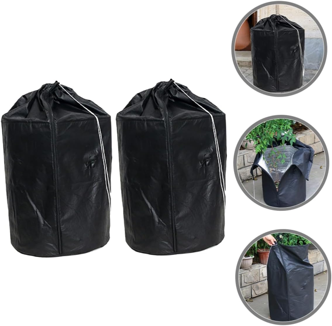 POPETPOP 6pcs Oxford Cloth Plant Protector Cover Drawstring Frost Bag for Vegetables and Garden Pots Breathable and