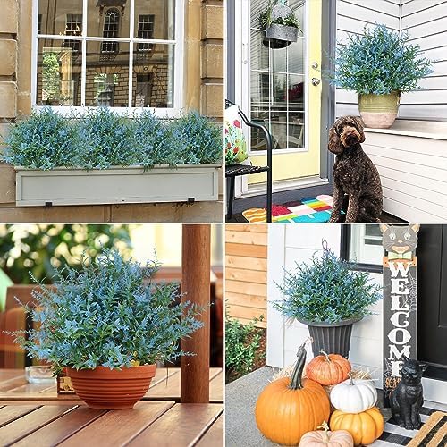 RECUTMS Spring Decoration,Artificial Blue Greenery,Outdoor Fake Flower 36Pc