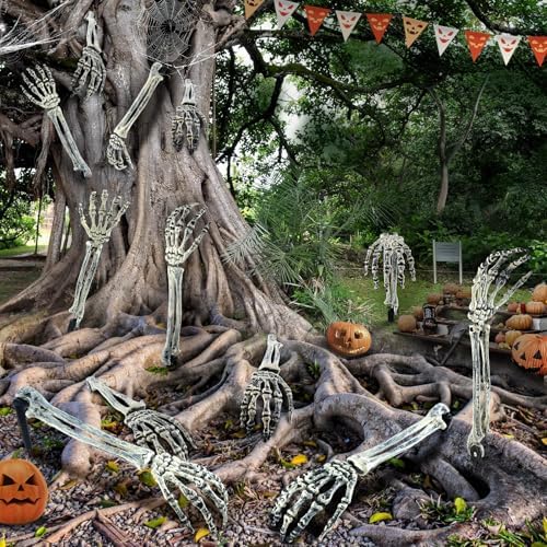 10pcs Halloween Skeleton Decoration, Skeleton Hands Yard Lawn Stakes