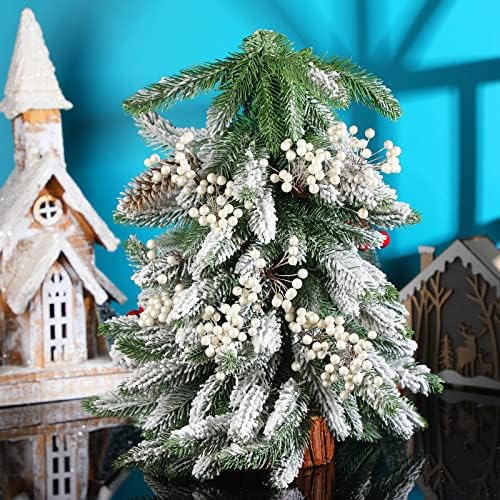 BBTO Artificial Holly Berries on Wire Stems, 250 Stems with 500 Pieces 8 mm Fake Berries for Christmas Tree Decorations Wreath Craft Use Wedding Party Favor (White)