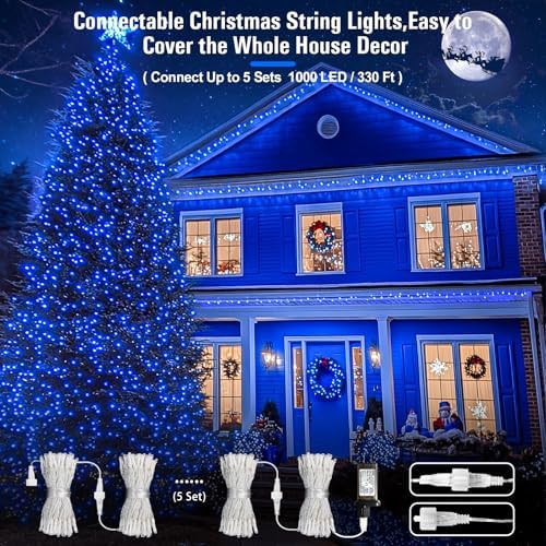 JMEXSUSS 200 LED 66Ft Blue Christmas Halloween String Lights Indoor Outdoor