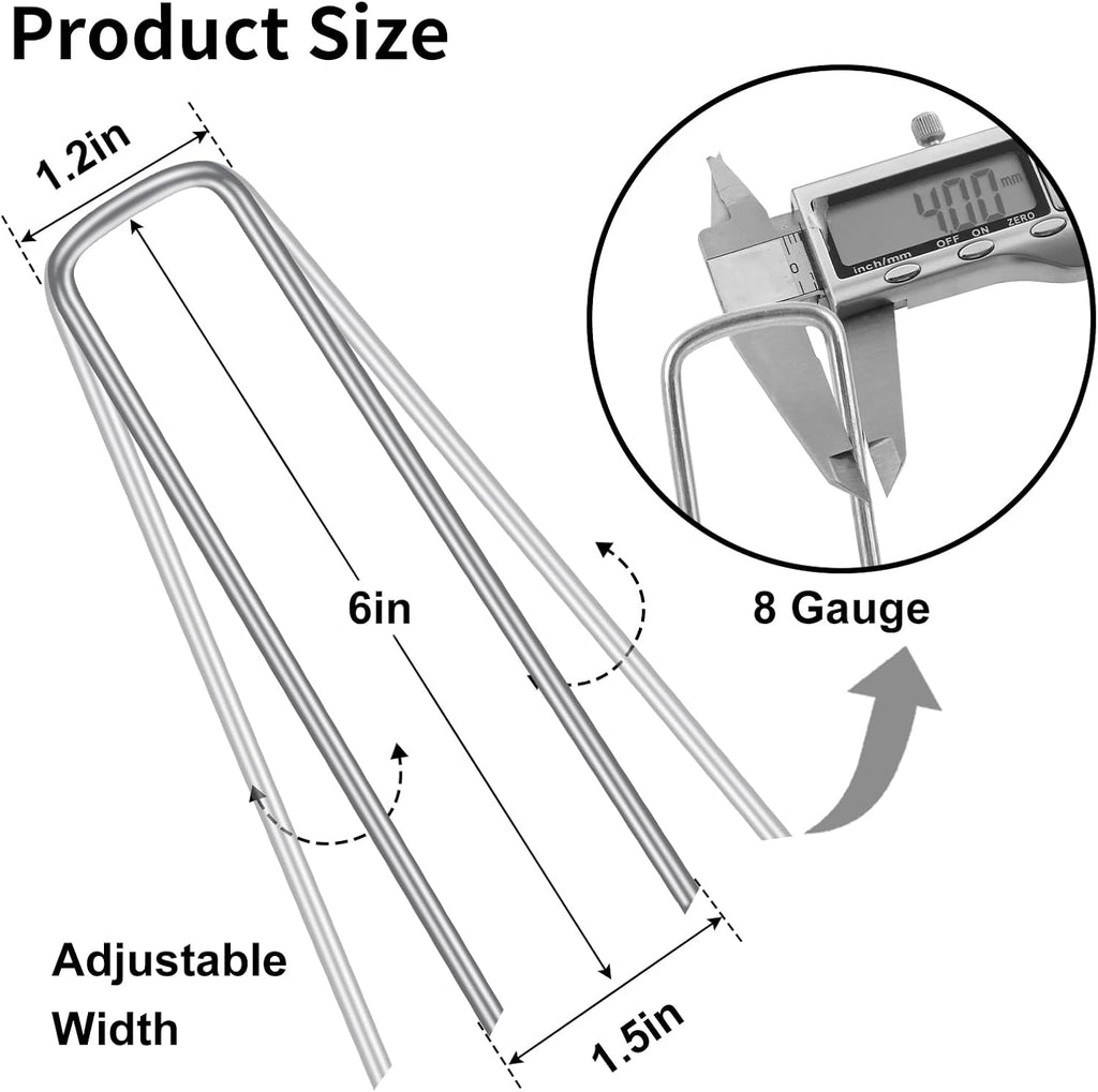 HongWay 120 Pack Landscape Staples, 8 Gauge Thickened Garden Stakes | 6 Inch Heavy Duty U-shaped Metal Tent Stakes High