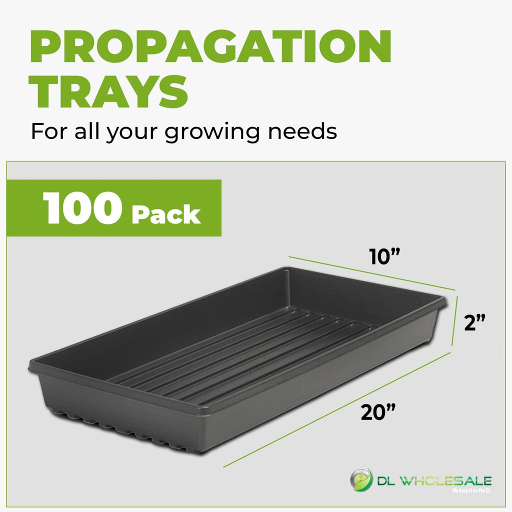 1020 Trays with Holes (100 Pack) for Microgreens Growing Trays, Made in USA, Premium 10" x 20" Propagation Tray for