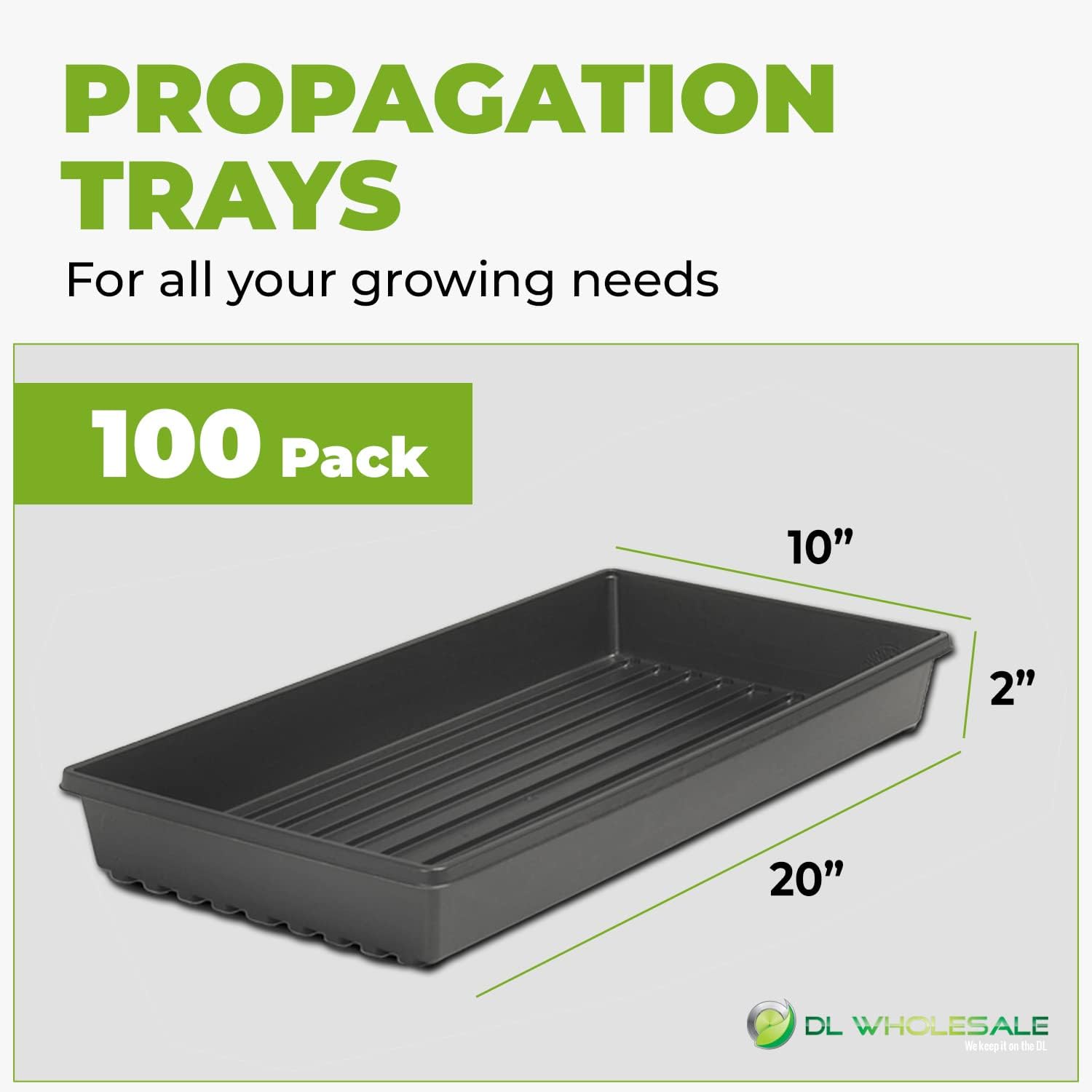 1020 Trays with Holes (100 Pack) for Microgreens Growing Trays, Made in USA, Premium 10" x 20" Propagation Tray for