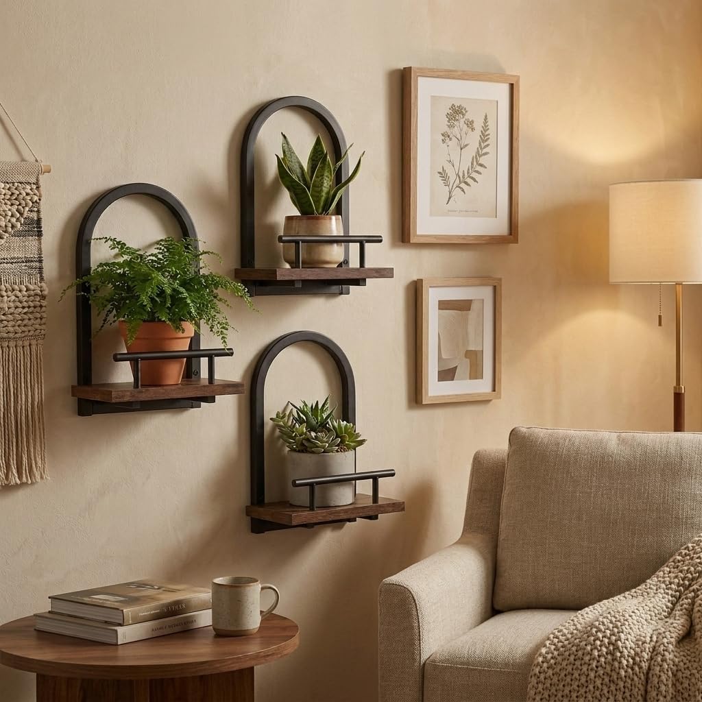 Amaoot Floating Shelves Set for 2, Wall Plant Holder Shelf, Wall Planters | Wall Planters for Indoor Plants, Hanging