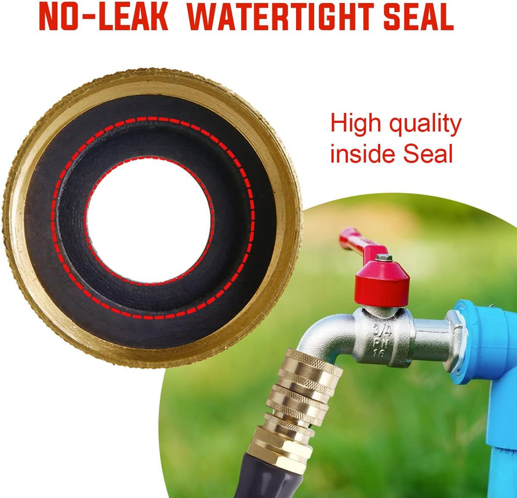 YAMATIC Brass Garden Hose Quick Connect Fittings, 3/4" Thread (4 PACK) | Heavy Duty Solid Brass Fittings, Durability