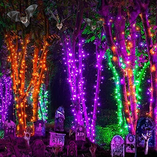 Joomer Orange Purple Halloween Lights, 100FT 300LED Plug-in String Lights