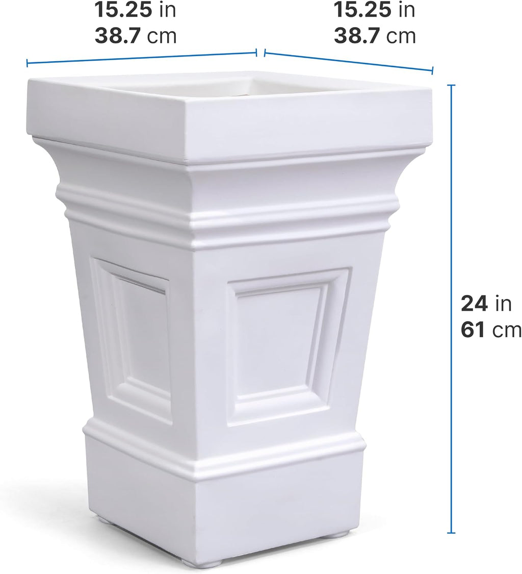 Step2 Atherton Square Planter, Large Planters for Outdoor Plants, Gardening and Flower Pot for Patio or Porch