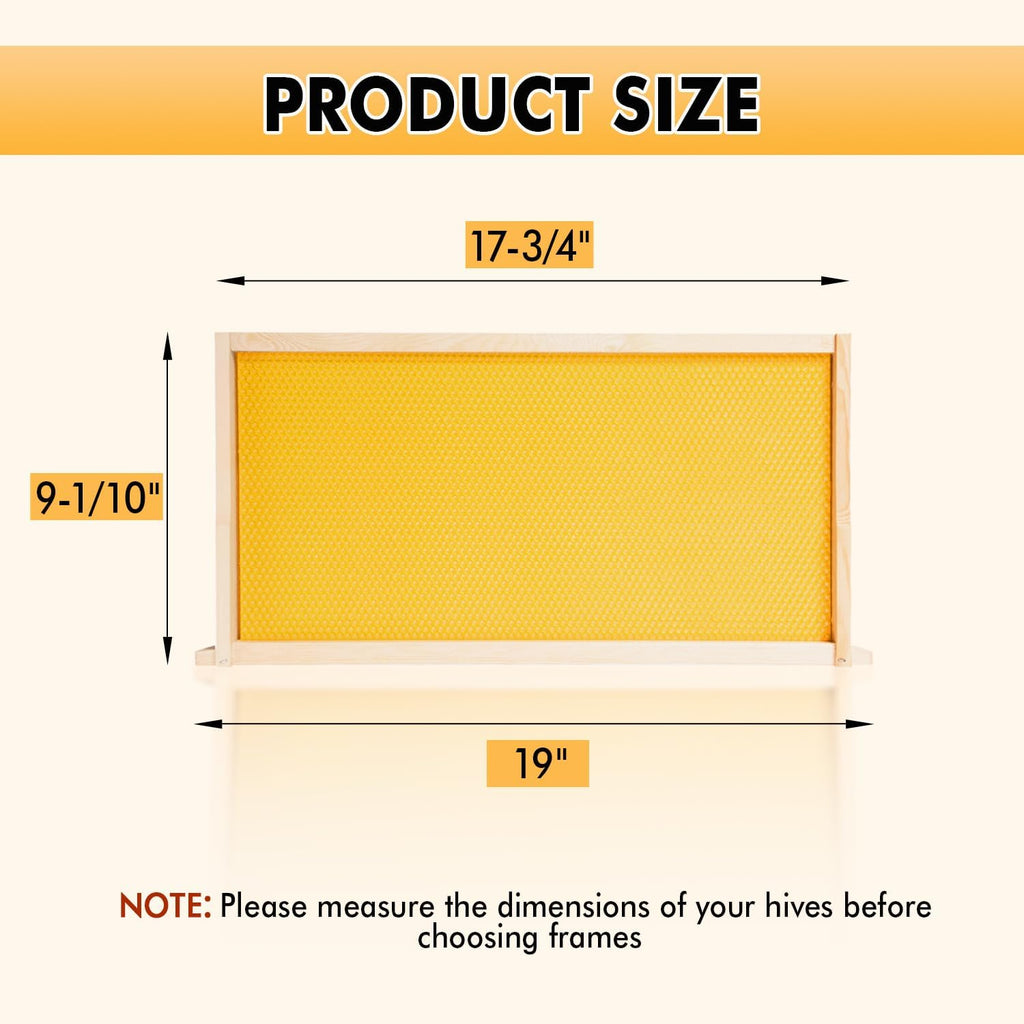 POLLIBEE 10 Pack Beehive Frames with Wax Dipped Plastic Foundations, Deep Brood Box Bee Frames 9-1/8 Inch for