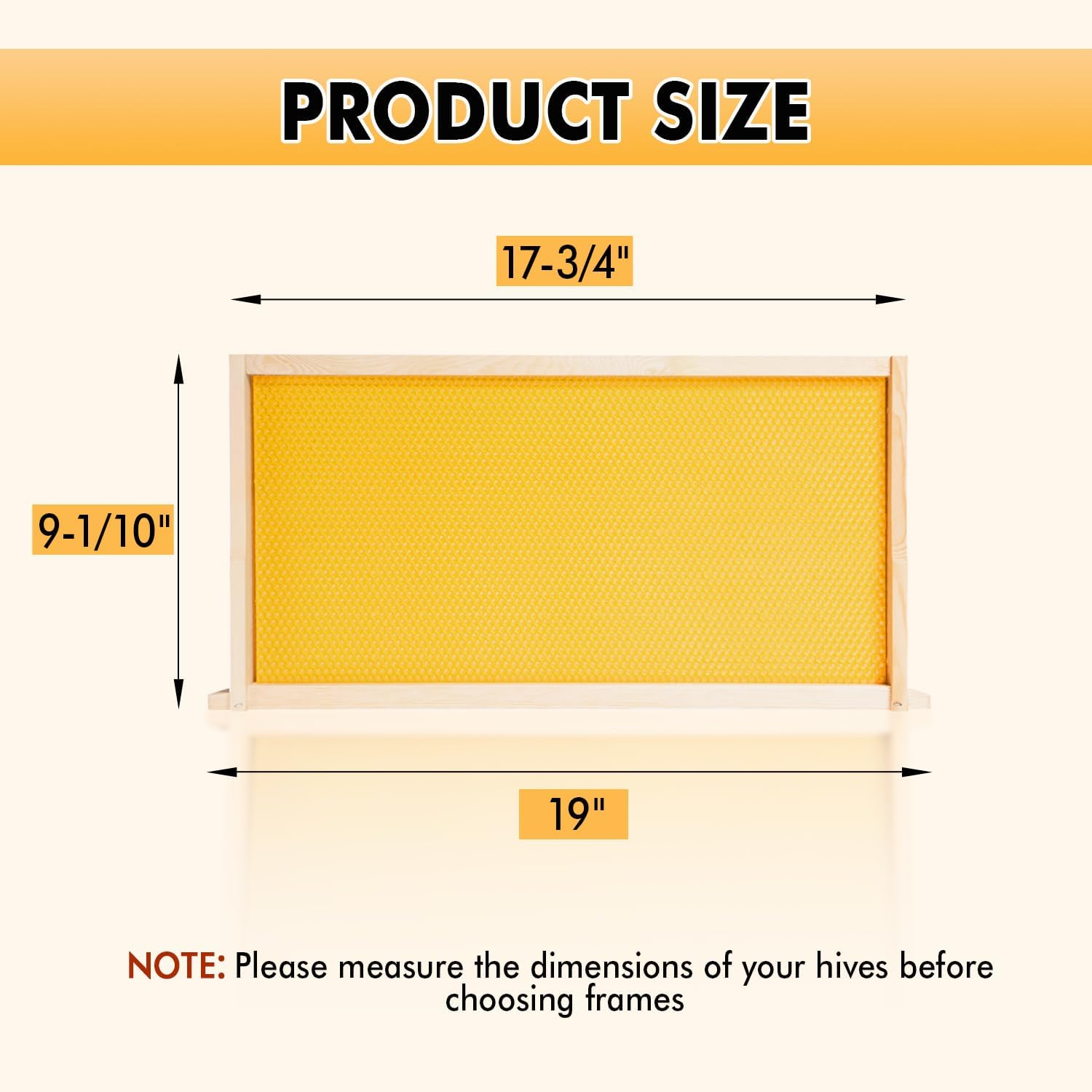 POLLIBEE 10 Pack Beehive Frames with Wax Dipped Plastic Foundations, Deep Brood Box Bee Frames 9-1/8 Inch for
